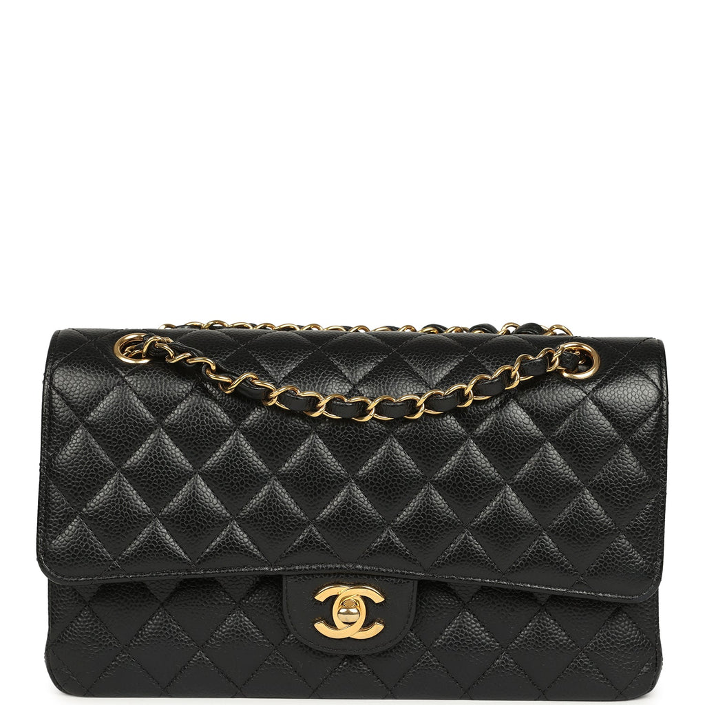 Medium Classic Double Flap Black Caviar Gold Hardware