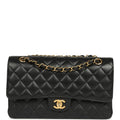 Medium Classic Double Flap Black Caviar Gold Hardware