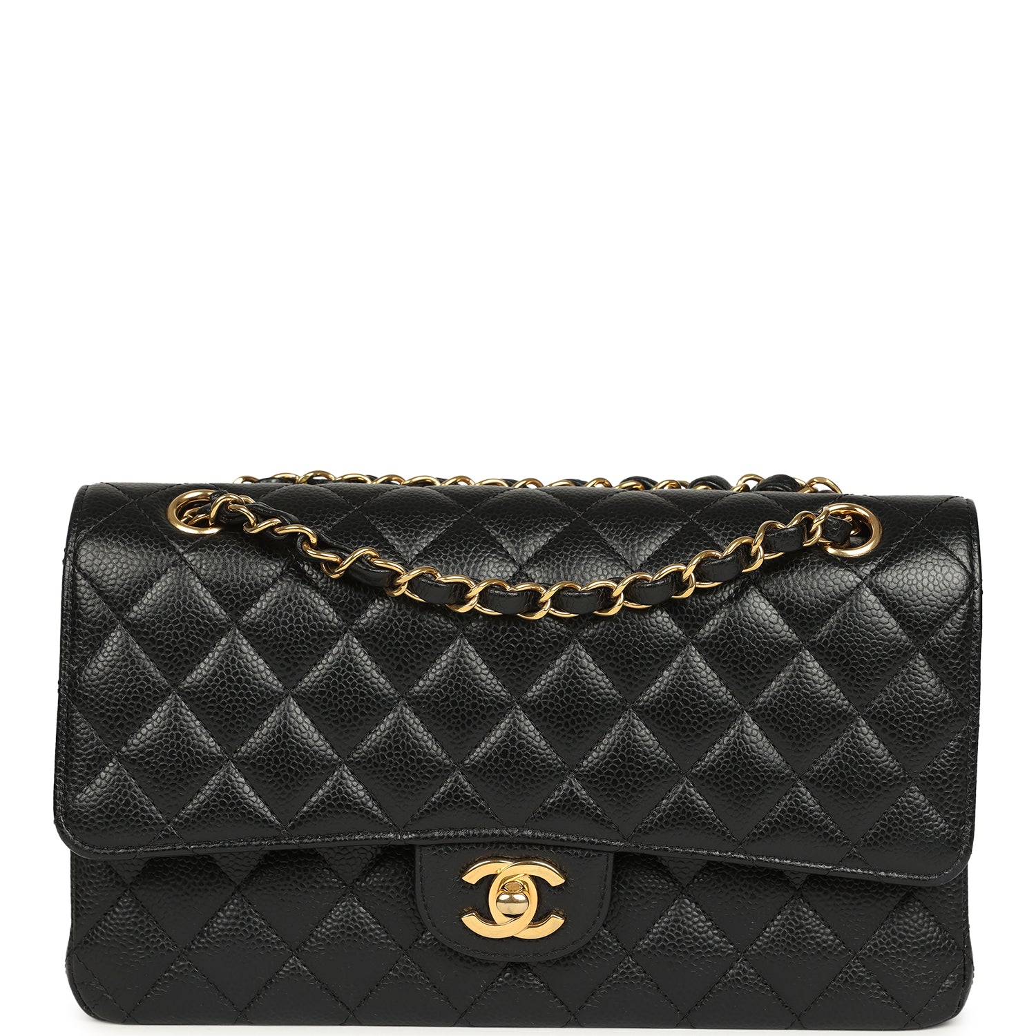 Medium Classic Double Flap Black Caviar Gold Hardware