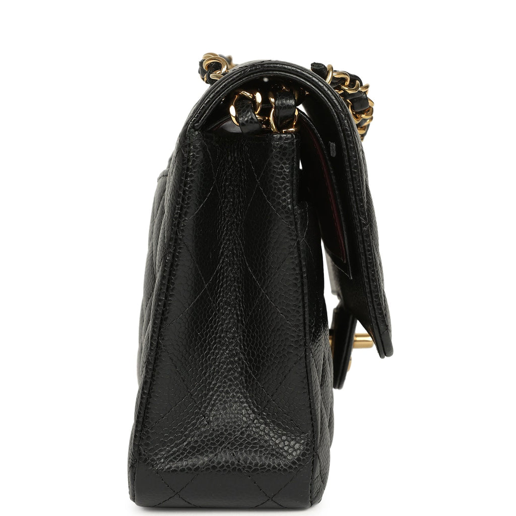 Medium Classic Double Flap Black Caviar Gold Hardware