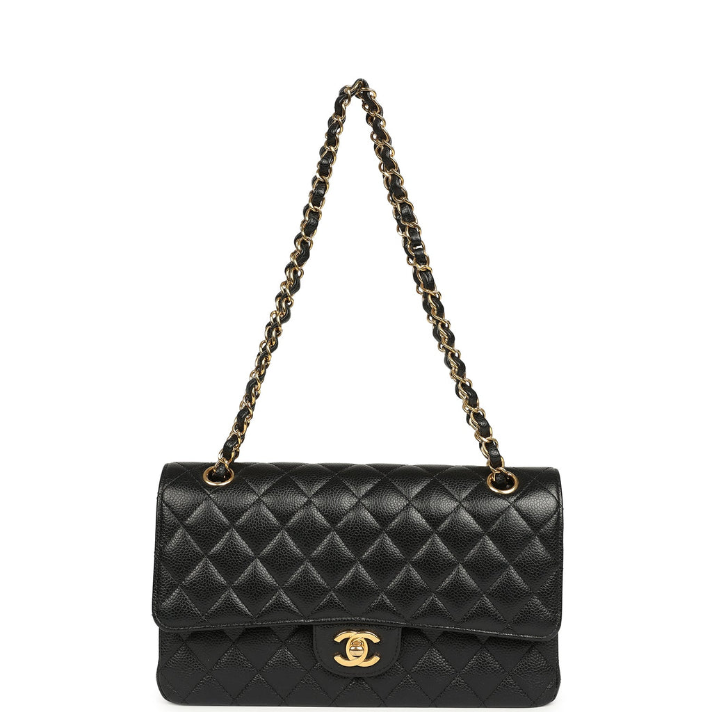 Medium Classic Double Flap Black Caviar Gold Hardware