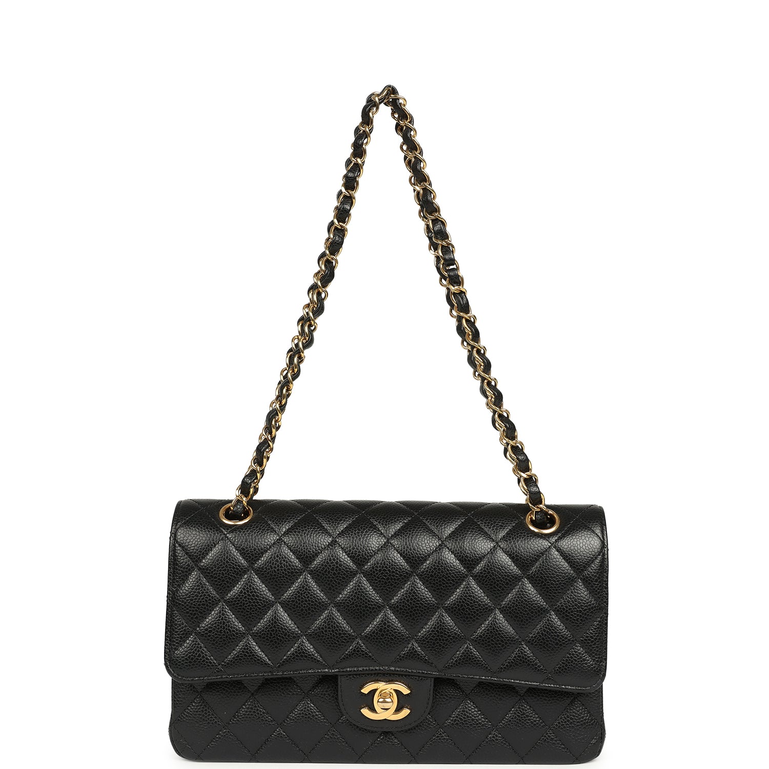 Medium Classic Double Flap Black Caviar Gold Hardware