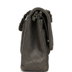 Medium Classic Double Flap Bag Charcoal Metallic Goatskin Aged Ruthenium Hardware