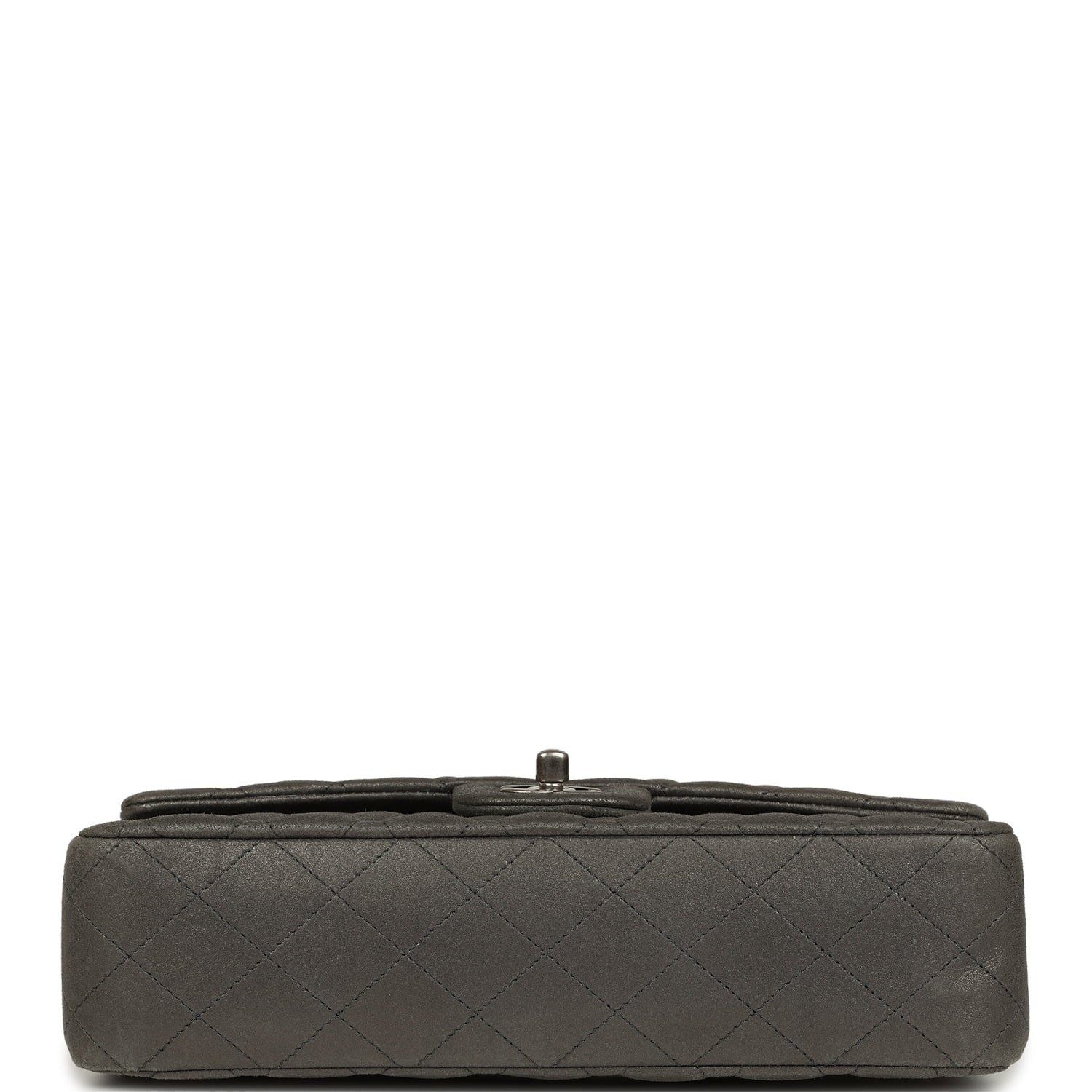 Medium Classic Double Flap Bag Charcoal Metallic Goatskin Aged Ruthenium Hardware