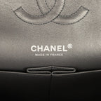 Medium Classic Double Flap Bag Charcoal Metallic Goatskin Aged Ruthenium Hardware