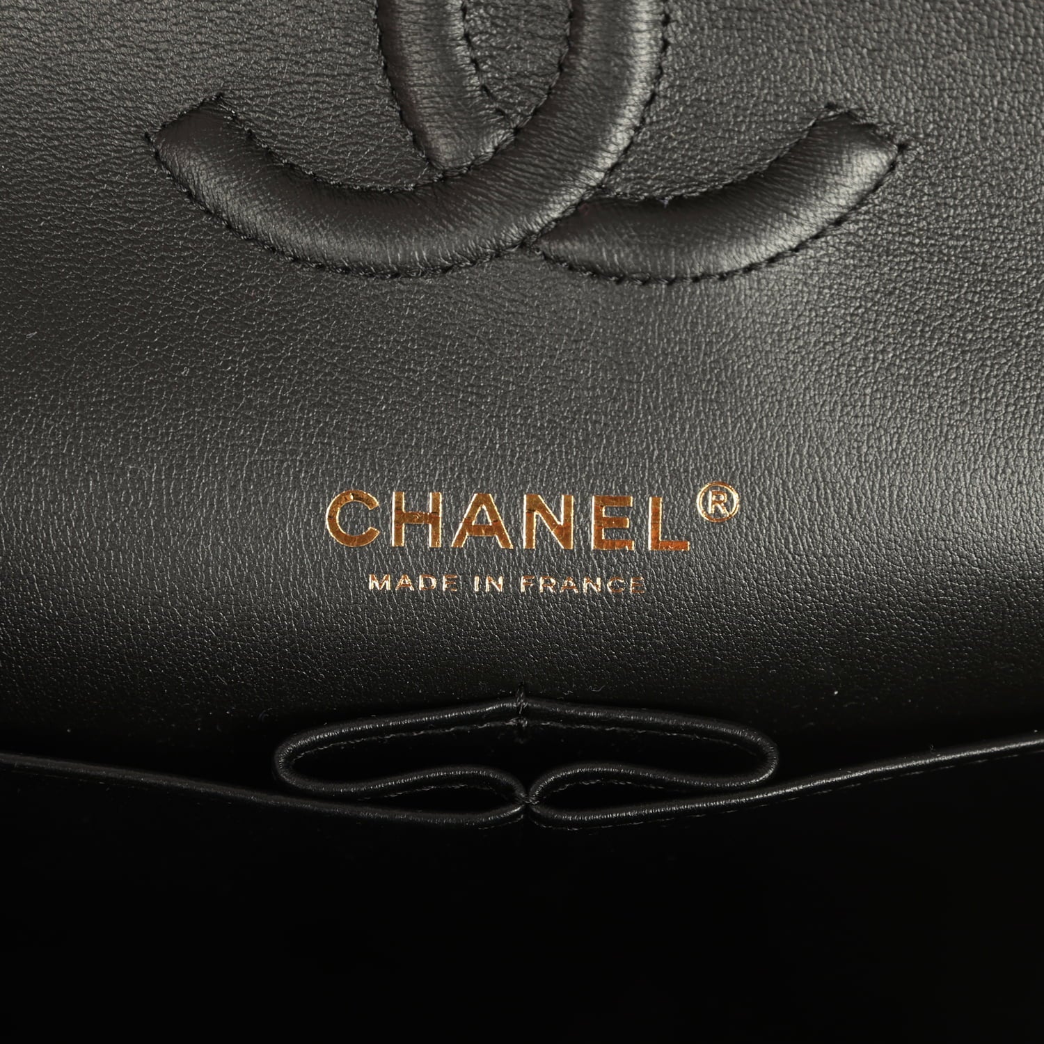 Medium Classic Croc Embossed Double Flap Bag Black Lambskin Gold Hardware