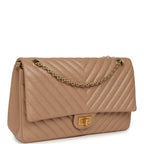 Medium Chevron Reissue 226 2.55 Double Flap Bag Beige Aged Calfskin Antique Gold Hardware