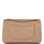 Medium Chevron Reissue 226 2.55 Double Flap Bag Beige Aged Calfskin Antique Gold Hardware