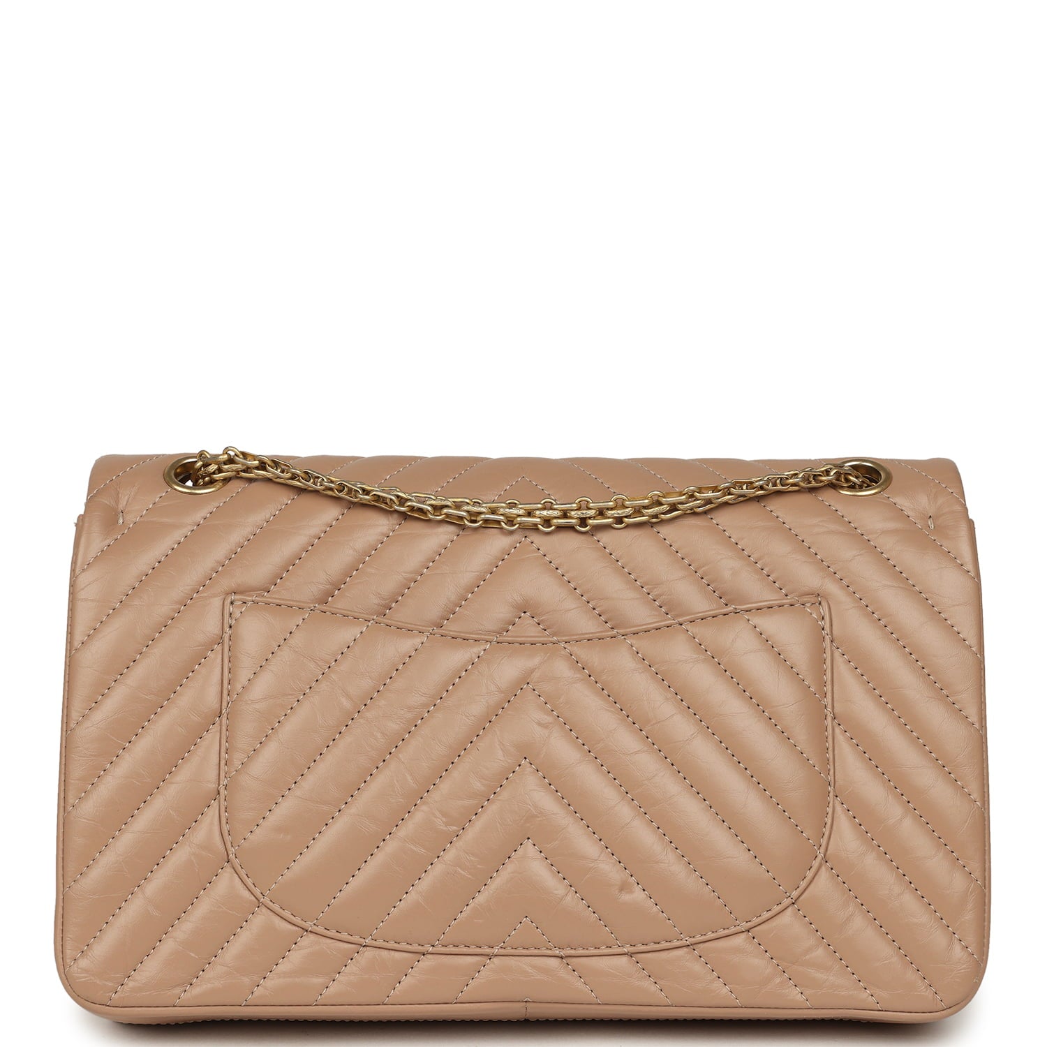 Medium Chevron Reissue 226 2.55 Double Flap Bag Beige Aged Calfskin Antique Gold Hardware