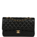 Medium Classic Double Flap Bag Black Lambskin Gold Hardware
