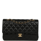 Medium Classic Double Flap Bag Black Lambskin Gold Hardware