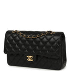 Medium Classic Double Flap Bag Black Lambskin Gold Hardware
