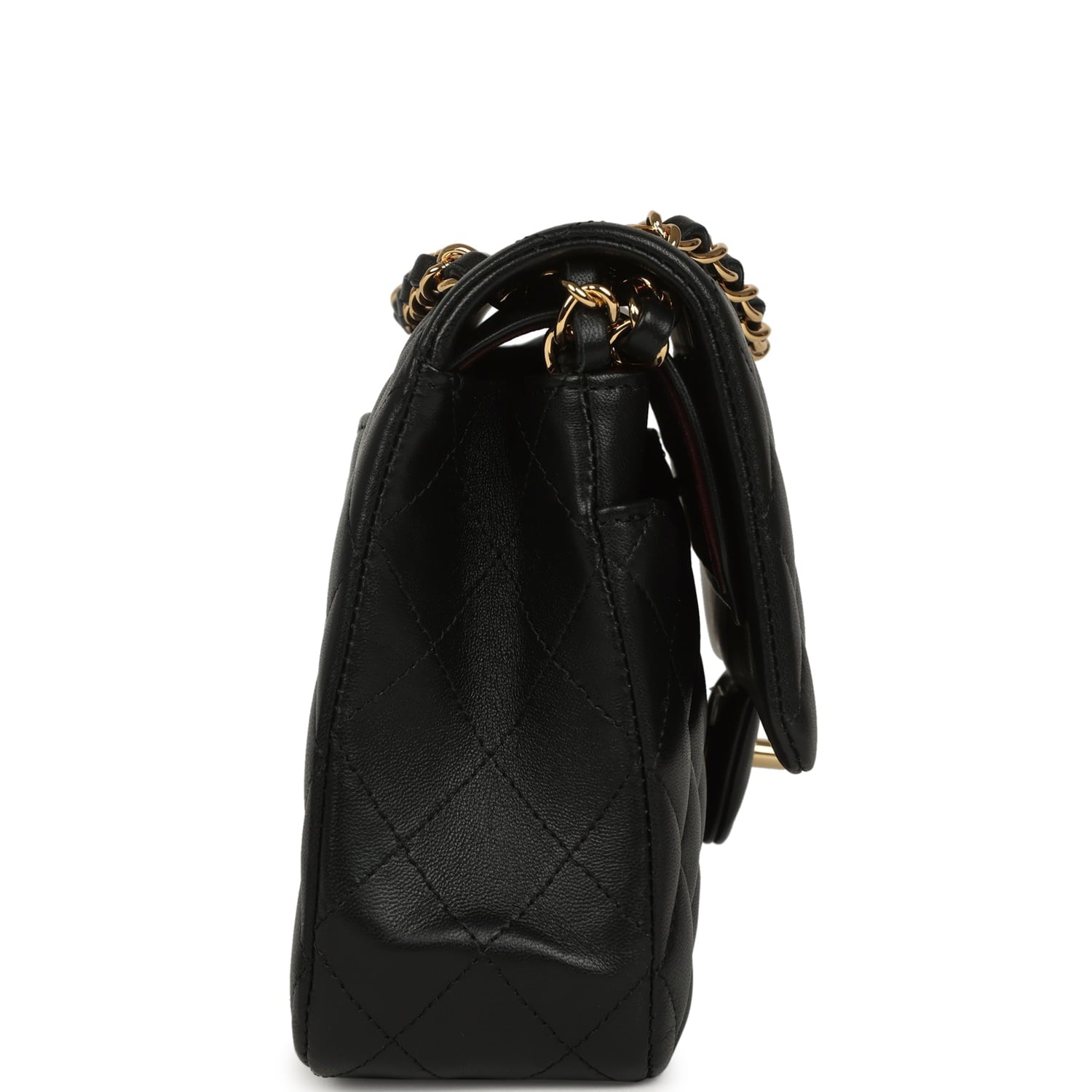 Medium Classic Double Flap Bag Black Lambskin Gold Hardware