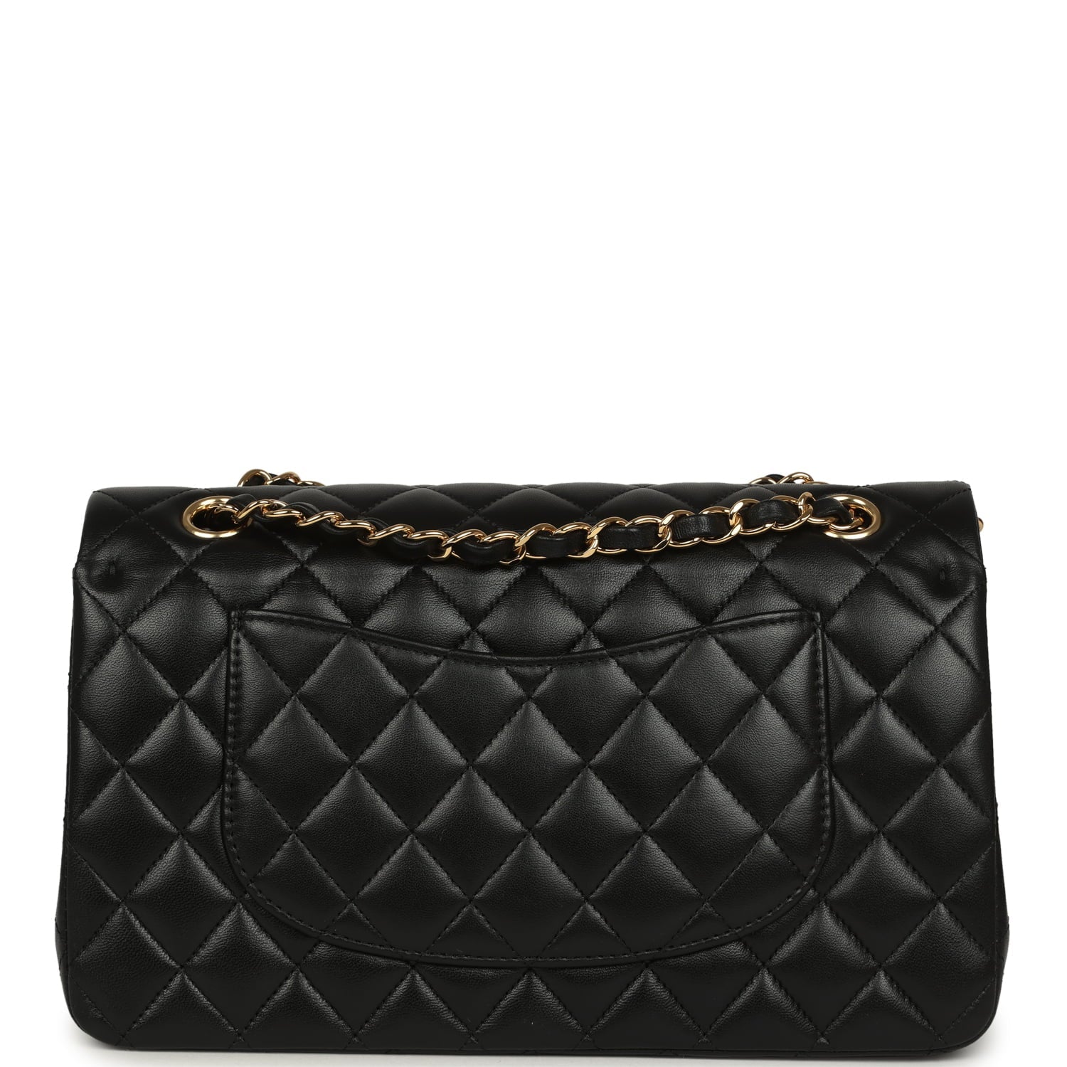 Medium Classic Double Flap Bag Black Lambskin Gold Hardware