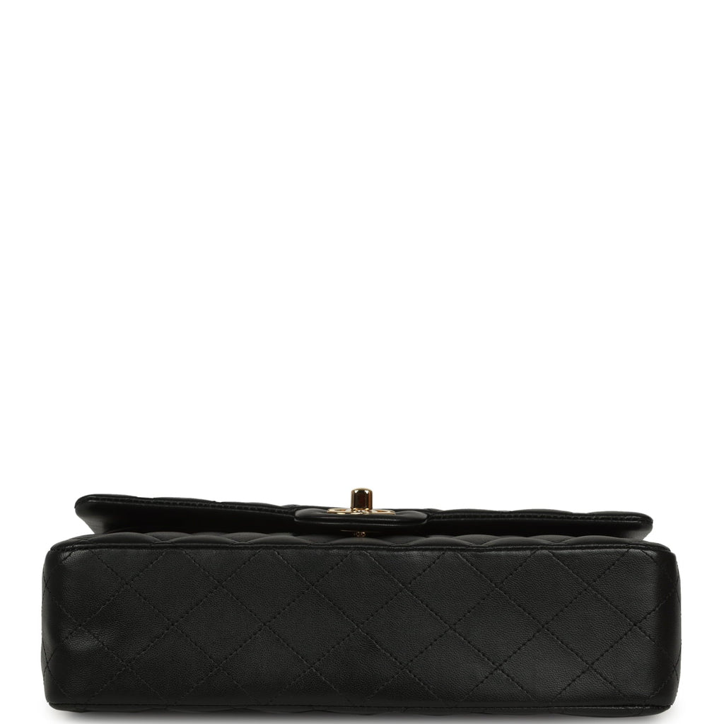 Medium Classic Double Flap Bag Black Lambskin Gold Hardware