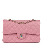 Medium Classic Double Flap Bag Pink Shiny Caviar Light Gold Hardware