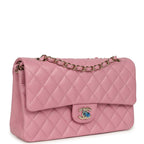Medium Classic Double Flap Bag Pink Shiny Caviar Light Gold Hardware