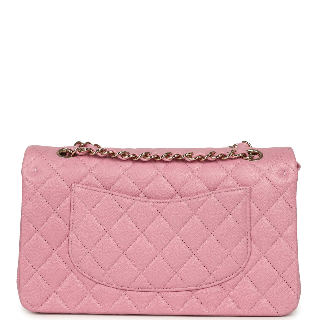 Medium Classic Double Flap Bag Pink Shiny Caviar Light Gold Hardware