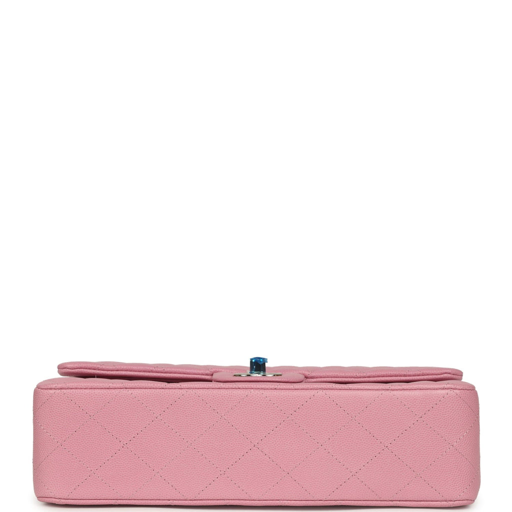 Medium Classic Double Flap Bag Pink Shiny Caviar Light Gold Hardware