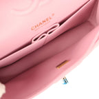 Medium Classic Double Flap Bag Pink Shiny Caviar Light Gold Hardware