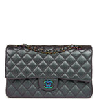 Medium Classic Double Flap Bag Iridescent Purple Goatskin Rainbow Hardware
