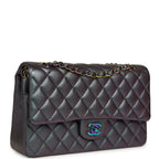 Medium Classic Double Flap Bag Iridescent Purple Goatskin Rainbow Hardware