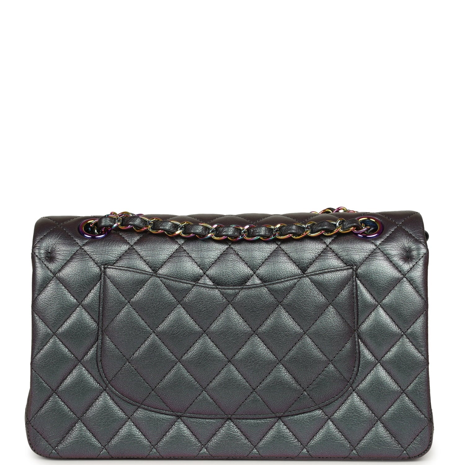 Medium Classic Double Flap Bag Iridescent Purple Goatskin Rainbow Hardware
