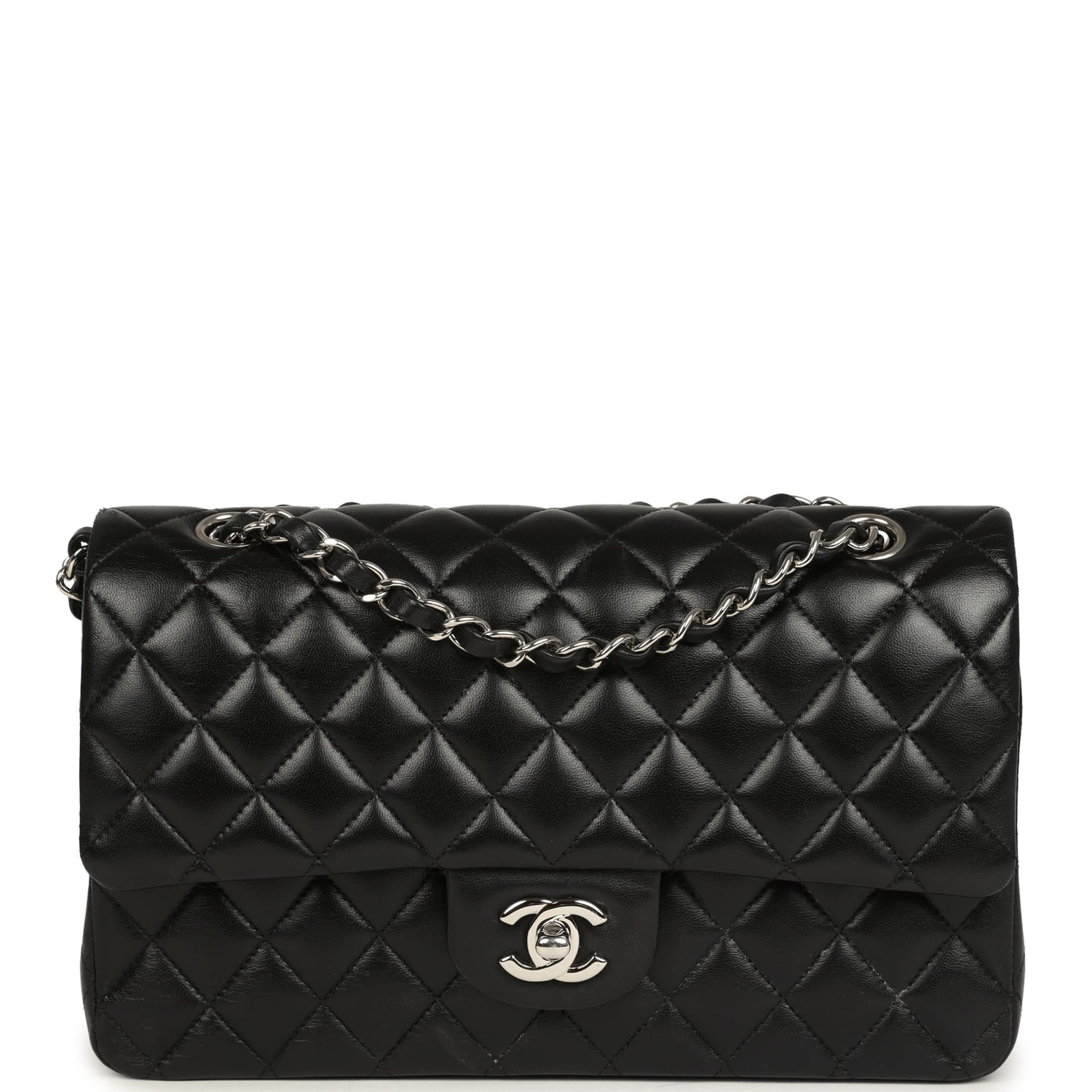 Medium Classic Double Flap Black Caviar Silver Hardware
