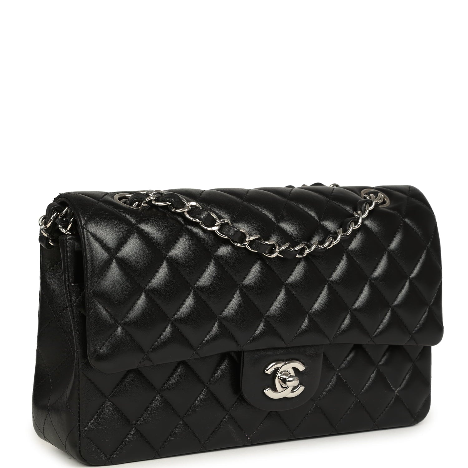 Medium Classic Double Flap Black Caviar Silver Hardware