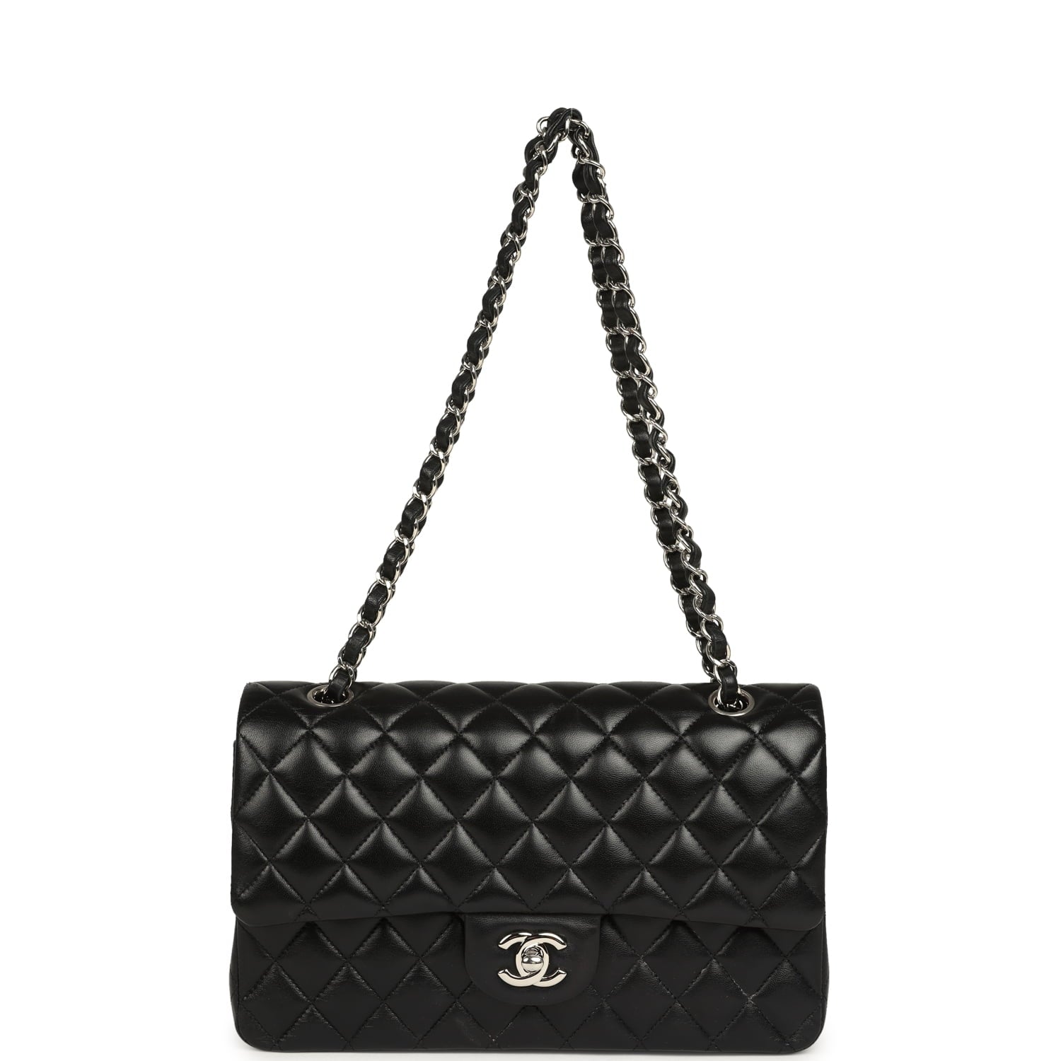Medium Classic Double Flap Black Caviar Silver Hardware