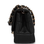Monaco Mini Square Flap Bag Black Lambskin Light Gold Hardware