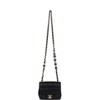 Monaco Mini Square Flap Bag Black Lambskin Light Gold Hardware