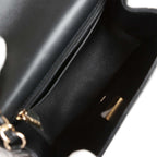 Monaco Mini Square Flap Bag Black Lambskin Light Gold Hardware