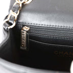 Monaco Mini Square Flap Bag Black Lambskin Light Gold Hardware
