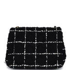 Mini Pearl Crush Square Flap Bag White and Black Tweed Antique Gold Hardware