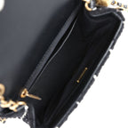 Mini Pearl Crush Square Flap Bag White and Black Tweed Antique Gold Hardware