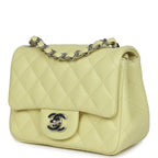 Mini Square Flap Bag Lime Lambskin Silver Hardware