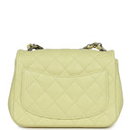 Mini Square Flap Bag Lime Lambskin Silver Hardware