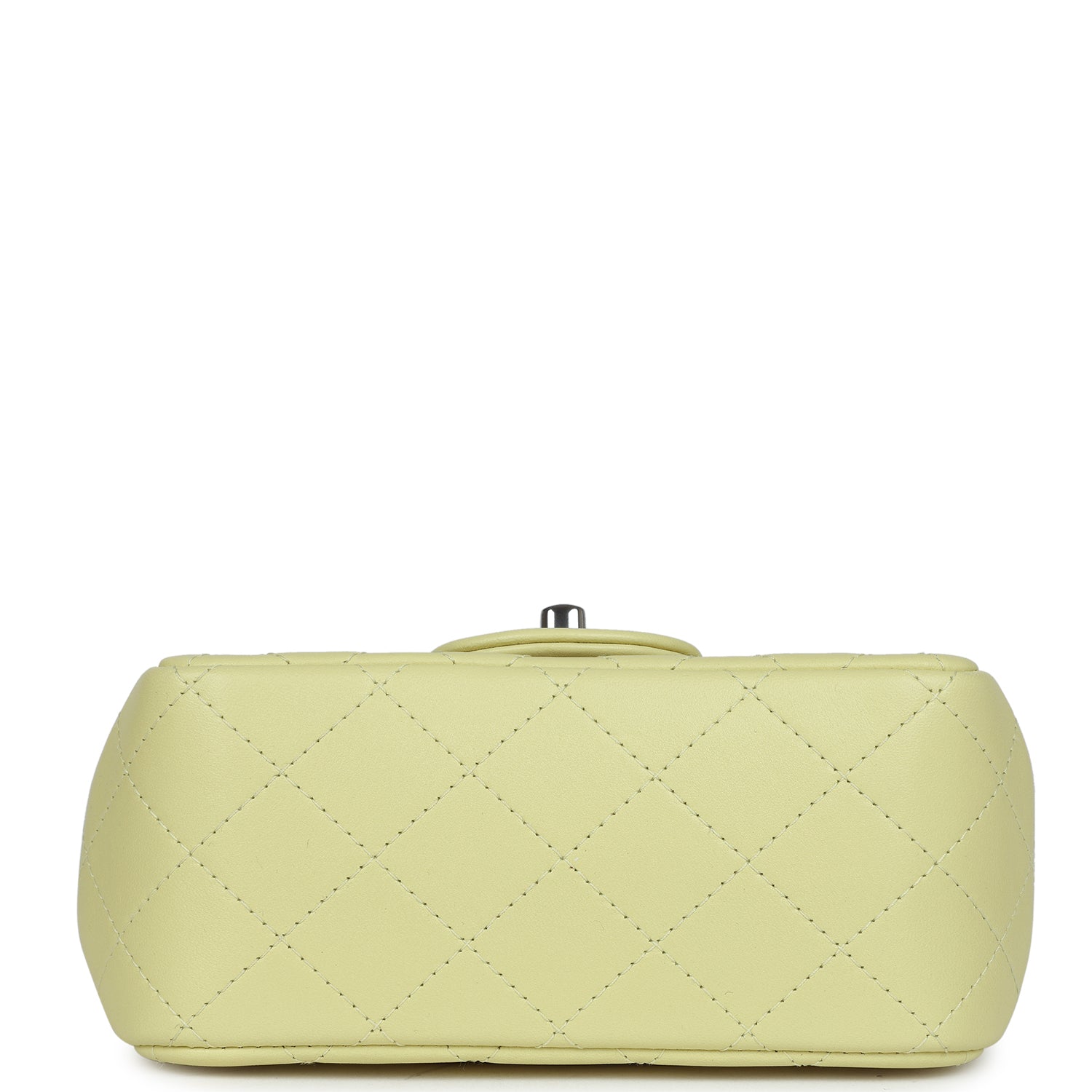 Mini Square Flap Bag Lime Lambskin Silver Hardware