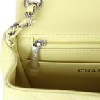 Mini Square Flap Bag Lime Lambskin Silver Hardware