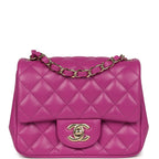 Mini Square Flap Bag Purple Lambskin Gold Hardware