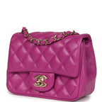 Mini Square Flap Bag Purple Lambskin Gold Hardware