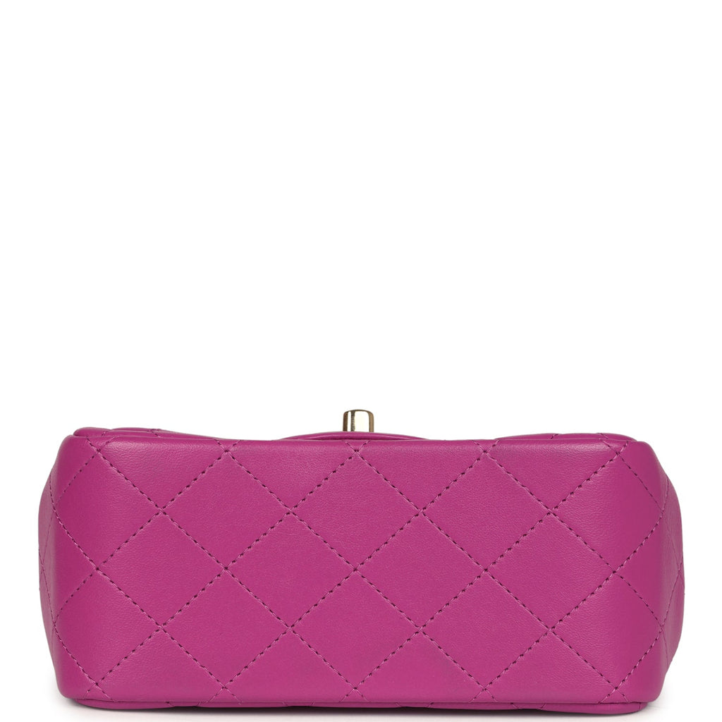 Mini Square Flap Bag Purple Lambskin Gold Hardware