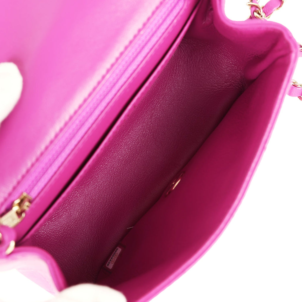 Mini Square Flap Bag Purple Lambskin Gold Hardware