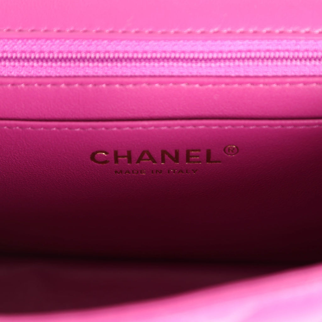 Mini Square Flap Bag Purple Lambskin Gold Hardware