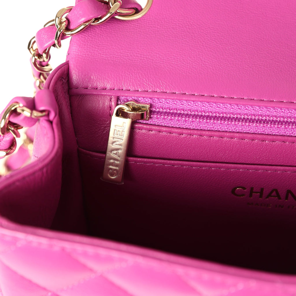 Mini Square Flap Bag Purple Lambskin Gold Hardware