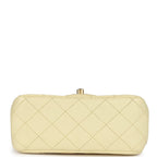 Mini Camellia Crush Square Flap Yellow Lambskin Antique Gold Hardware