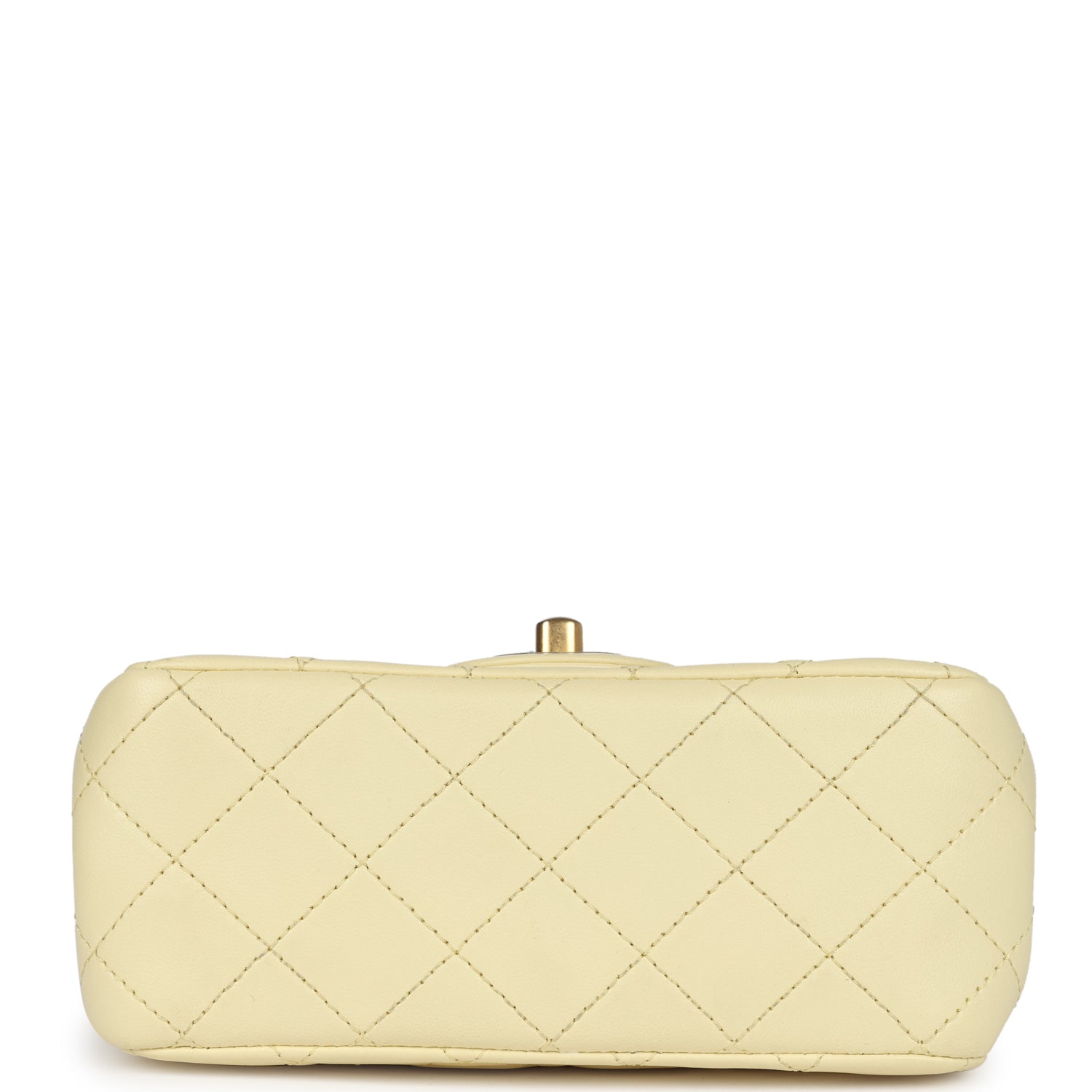 Mini Camellia Crush Square Flap Yellow Lambskin Antique Gold Hardware