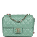 Candy Heart Mini Flap Bag Turquoise Lambskin Enamel and Light Gold Hardware