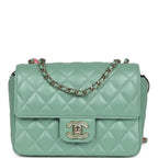 Candy Heart Mini Flap Bag Turquoise Lambskin Enamel and Light Gold Hardware